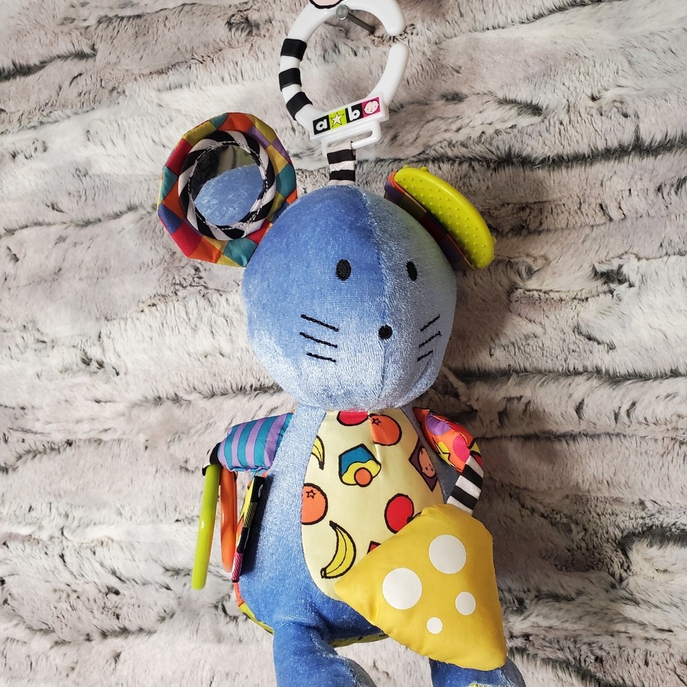 AMAZING BABY Plush Clip-on SENSORY‎ Mouse Teether Textured Crinkle Rattle 2011